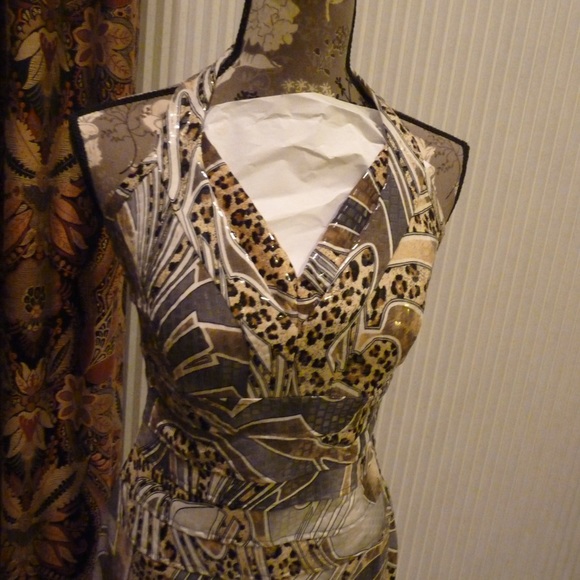 Frank Lyman Animal Print w/ Clear Sequin throughout Dress and Jacket - Picture 4 of 10